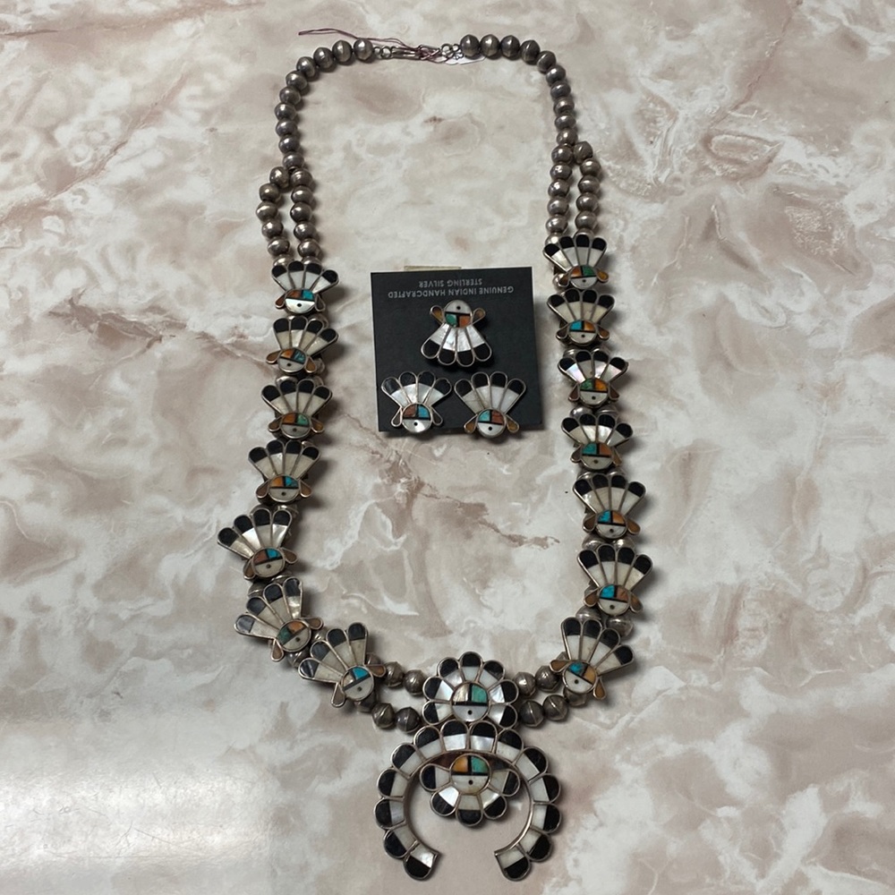 Zuni Old Pawn Squash Blossom Set